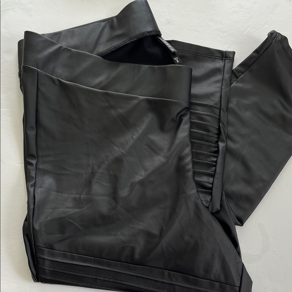 torrid Black Faux Leather Leggings with Panel Detail